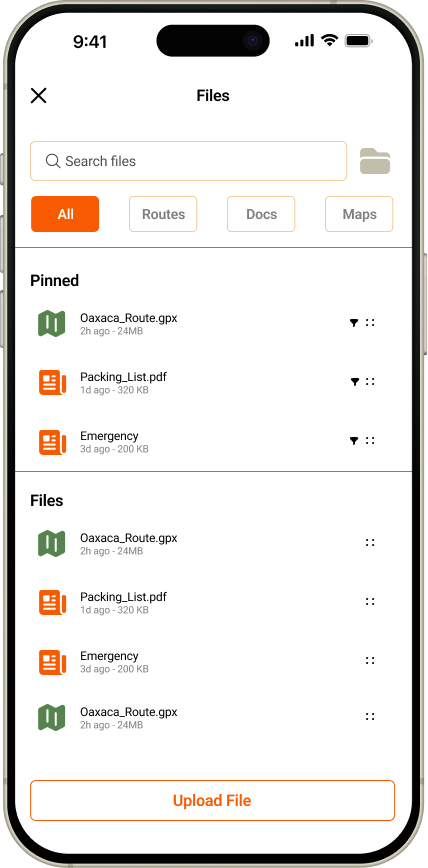 Prototype of the File Hub screen