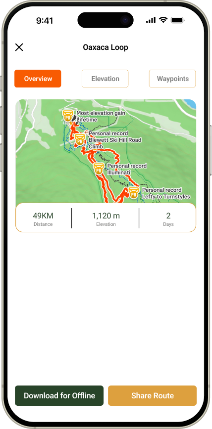 Prototype of the Route Details screen